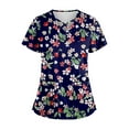 thumbnail image 1 of Rezuofi 1 Pcs Scrubs for Women Printed Working Uniform Tops Cross V-Neck Short Sleeve Fun T-Shirts Workwear, 1 of 3