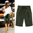 thumbnail image 1 of Rezuofi 1 Pcs Summer Shorts for Women Loose Fit Knee Length Bermuda Shorts with Drawstring Pockets Casual Beach Half Pants 2025, 1 of 6