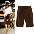 thumbnail image 1 of Rezuofi 1 Pcs Summer Shorts for Women Loose Fit Knee Length Bermuda Shorts with Drawstring Pockets Casual Beach Half Pants 2025 Clearance, 1 of 6