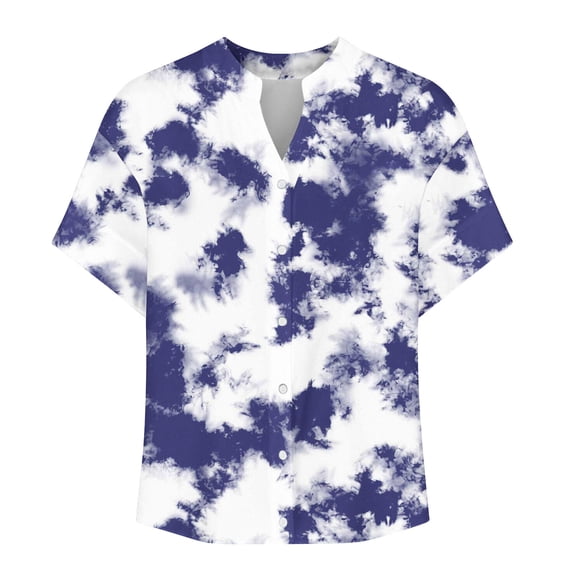 Rezuofi 1 Pcs Summer Tops for Women 2025 Short Sleeve Tunic Tops Dressy Casual Pleated V Neck Shirts