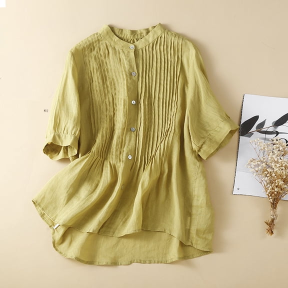 Rezuofi 1 Pcs V Neck Linen Tshirts for Women Summer Fall 3/4 Dolman Sleeve Relaxed Fit Long Basic Tee Shirt Tops Women 2025