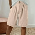 thumbnail image 1 of Rezuofi 1 Pcs Wide Leg Linen Shorts for Women Elastic High Waisted Pleated Casual Loose Bermuda Shorts, 1 of 5