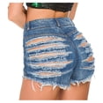 thumbnail image 1 of Rezuofi 1 Pcs Women High Rise Distressed Stretchy Jean Shorts Ripped Hole Denim Short Jeans, 1 of 9