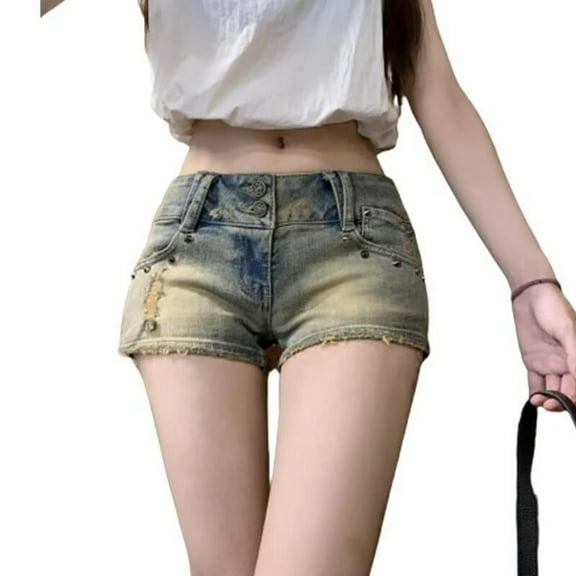 Rezuofi 1 Pcs Women Sexy Cut Off Distressed Low Waist Denim Shorts Hot Pants