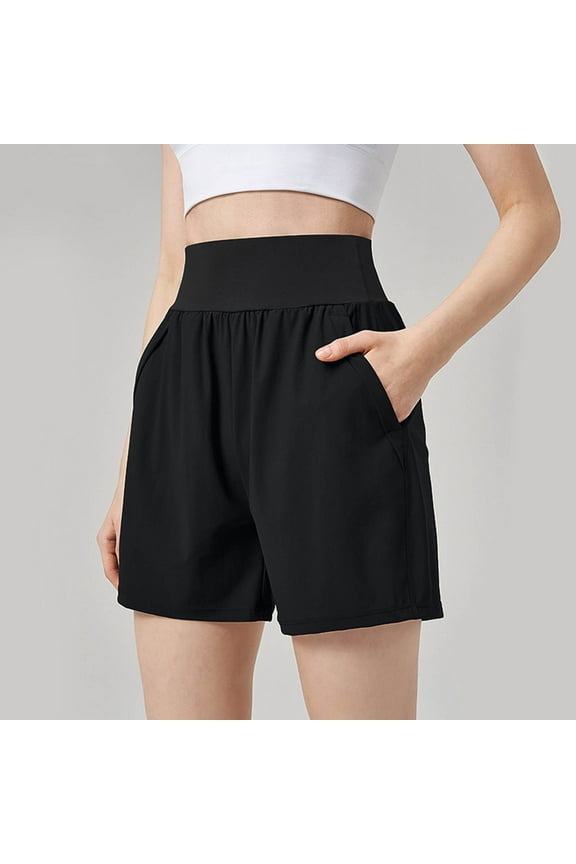 1 Pcs Women's 7" Athletic Running Long Shorts with Liner High Waist Quick Dry Gym Workout Sports Shorts with Zipper Pocketss