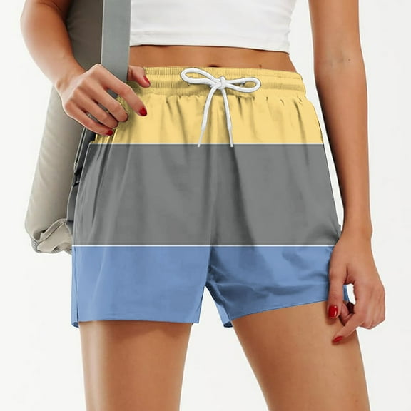 Rezuofi 1 Pcs Women's Board Shorts Quick Dry Summer Sports Drawstring Beach Trunks Built-in Liner with Pockets