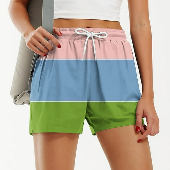 Rezuofi 1 Pcs Women's Board Shorts Quick Dry Summer Sports Drawstring Beach Trunks Built-in Liner with Pockets Clearance