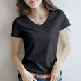 thumbnail image 1 of Rezuofi 1 Pcs Women's Cotton Short Sleeve Shirts Soft Breathable V Neck T-Shirts Basic Tops, 1 of 4