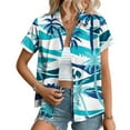 thumbnail image 1 of Rezuofi 1 Pcs Women's Hawaiian Button Down Shirts Casual Short Sleeve Floral Tropical Print Summer Blouse Tunic Top 2025, 1 of 6
