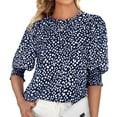 thumbnail image 1 of Rezuofi 1 Pcs Women's Polka Dot Short Sleeve Blouse Tops Ladies Casual Office Work Crew Neck T-Shirt, 1 of 6