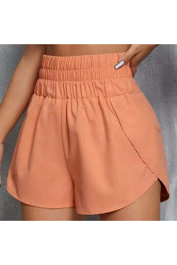 1 Pcs Women's Running Shorts Summer High Waisted Quick Dry Athletic Work Out Gym Zipper Pocket Shorts with Liner