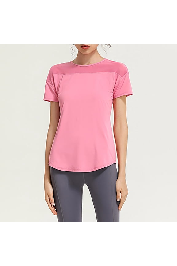 1 Pcs Women’s Short Sleeve Mesh Athletic Tops Open Back Workout Running Tank Tops