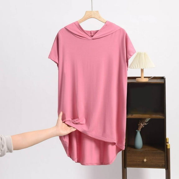 Rezuofi 1 Pcs Women's Short Sleeve Round Neck T Shirt Front Twist Tunic Tops Casual Loose Fitted