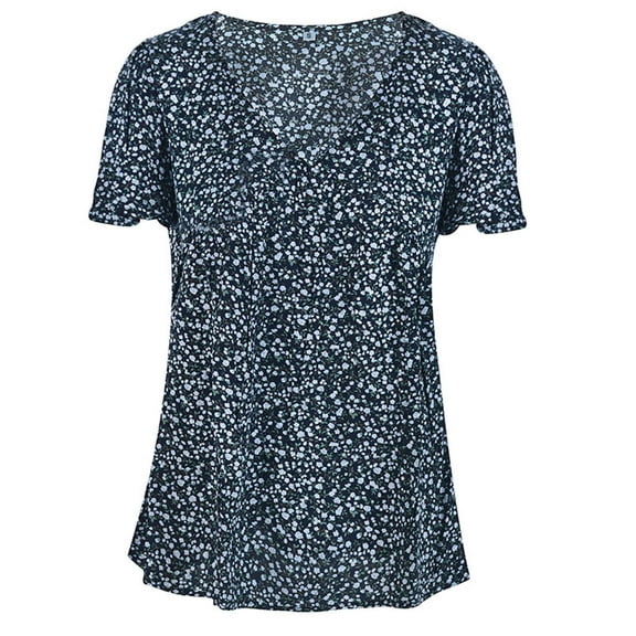 Rezuofi 1 Pcs Women's Short Sleeve Shirts Floral Summer Tops Loose Fit for Leggings