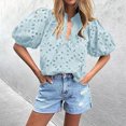 thumbnail image 1 of Rezuofi 1 Pcs Women's Summer Short Sleeve Tops 2025 Dressy Casual Buttons V Neck Hollow Out Lace Embroidered Blouses Shirts, 1 of 6