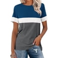 thumbnail image 1 of Rezuofi 1 Pcs Women’s T Shirts Short Sleeve Color Block Tops Casual Summer Fashion Tees, 1 of 7