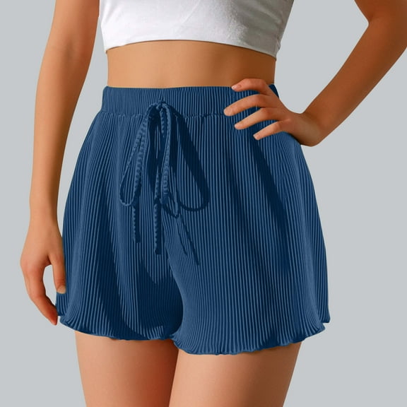 Rezuofi 1 Pcs Women's Tie Front Elastic High Waisted Shorts Wide Leg Summer Shorts