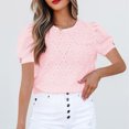 thumbnail image 1 of Rezuofi 1 Pcs Women's Tops Casual Scoop Neck Short Sleeve Eyelet Embroidered Hollow Out Blouses Shirts, 1 of 6