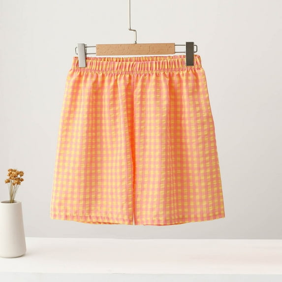 Rezuofi 1 Pcs Women's Y2K Boxer Shorts Elastic High Waisted Summer Gingham Shorts Beach Bottoms