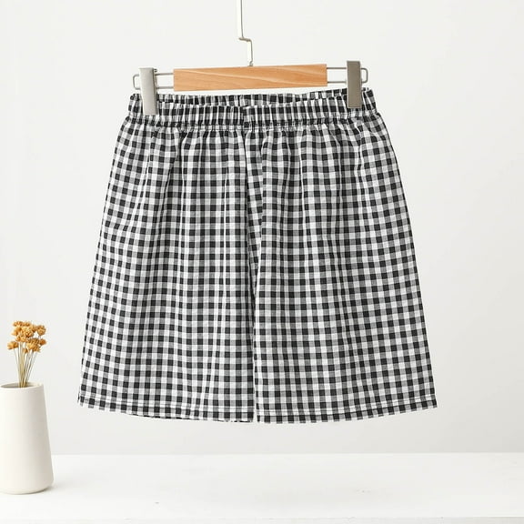 Rezuofi 1 Pcs Women's Y2K Boxer Shorts Elastic High Waisted Summer Gingham Shorts Beach Bottoms