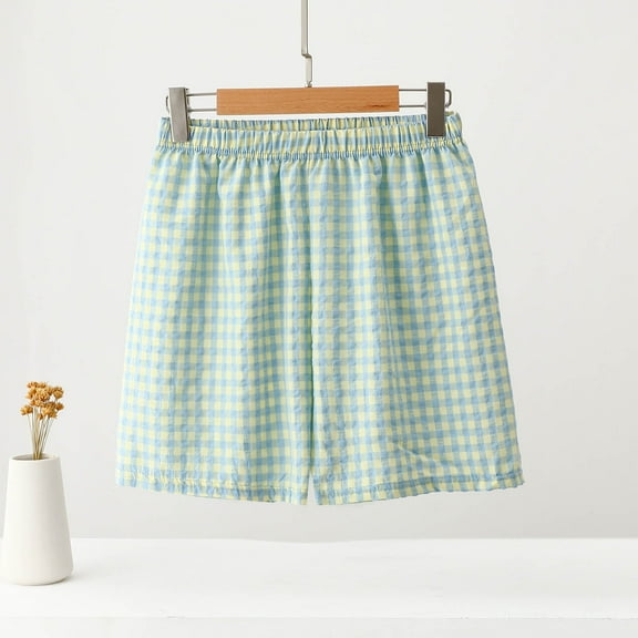 Rezuofi 1 Pcs Women's Y2K Boxer Shorts Elastic High Waisted Summer Gingham Shorts Beach Bottoms
