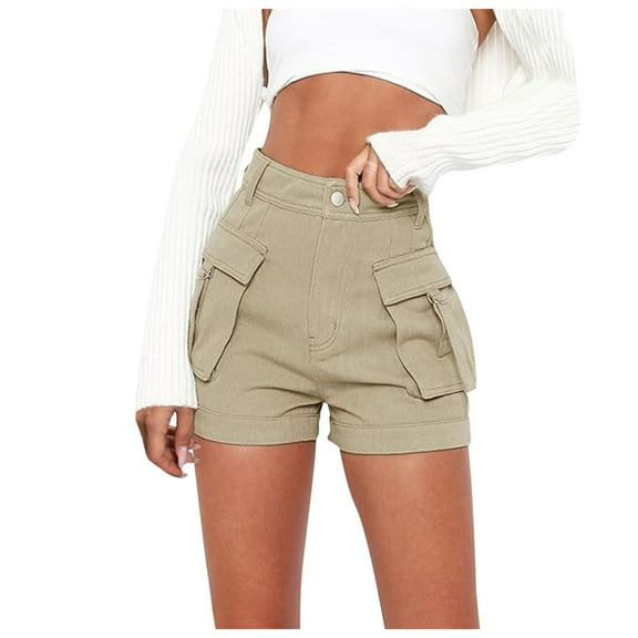 Rezuofi 1 Pcs Womens Casual High Waist Cargo Shorts with Pockets Summer Short Hot Pants