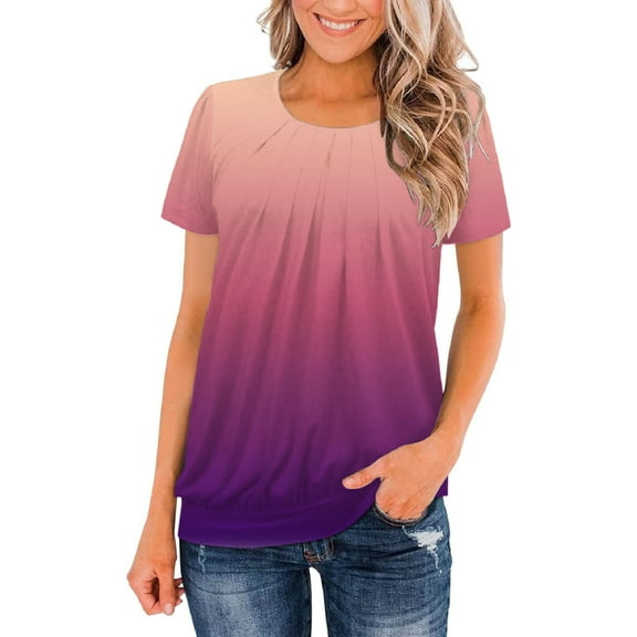 Rezuofi 1 Pcs Womens Casual Short Sleeve Tunic Tops Scoop Neck T Shirts Summer Loose Fit Tunics