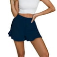 thumbnail image 1 of Rezuofi 1 Pcs Womens Linen Shorts Wide Leg High Waisted Ruffle Draswtring Summer Beach Flowy Shorts with Pockets, 1 of 5
