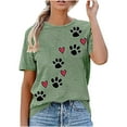 thumbnail image 1 of Rezuofi 1 Pcs Womens Love Paw Short Sleeve T-Shirt Dog Mom Funny Tees Letters Print Crewneck Casual Summer Tops, 1 of 5