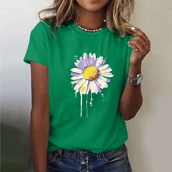 Rezuofi 1 Pcs Womens Lover Printed Tshirt Graphic Tees Crew Neck Summer Short Sleeve Loose Fit Tops