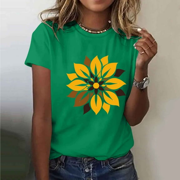 Rezuofi 1 Pcs Womens Lover Printed Tshirt Graphic Tees Crew Neck Summer Short Sleeve Loose Fit Tops