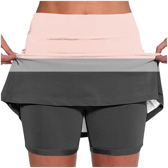 Rezuofi 1 Pcs Womens Skorts with Pockets Tummy Control Plus Size Skorts for Women High Waist Athletic Sports Pants Skirt Casual Shorts