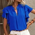 thumbnail image 1 of Rezuofi 1 Pcs Womens Summer Tops 2025 Casual V Neck Ruffle Cap Sleeve Blouse Shirts Basic Tunic Tops Spring Outfits, 1 of 5