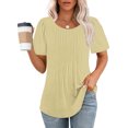 thumbnail image 1 of Rezuofi 1 Pcs Womens T Shirts Short Sleeve Pleated Dressy Casual Scooped Neck Summer Tops Blouses, 1 of 8