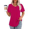 thumbnail image 1 of Rezuofi 1 Pcs Womens T Shirts Short Sleeve Pleated Dressy Casual Scooped Neck Summer Tops Blouses, 1 of 8