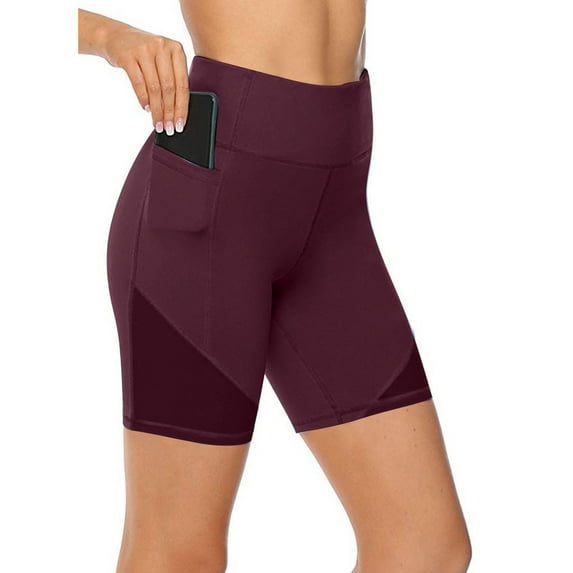 Rezuofi 1 Pcs Workout Shorts Women with Pockets - High Waisted Tummy Control Yoga Gym Short for Biker Athletic Running