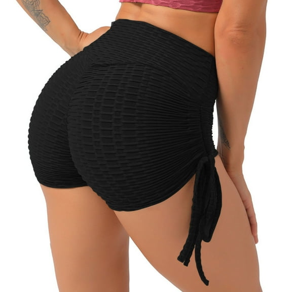 Rezuofi 2 Pcs Booty Shorts for Women Butt Lift TIK TOK Leggings Shorts Scrunch Workout High Waisted Textured Hot Pants