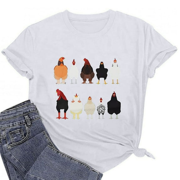 Rezuofi 2 Pcs Chicken Tshirt Mom Cute T Shirts Womens Short Sleeves Farm Country Casual Tee Tops