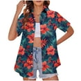 thumbnail image 1 of Rezuofi 2 Pcs Hawaiian Shirts for Women Tropical Floral V Neck Button Up Tshirt Summer Beach Short Sleeve Blouses Tops, 1 of 6