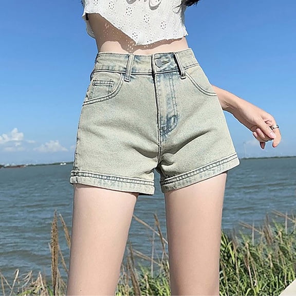 Rezuofi 2 Pcs Jean Shorts for Women High Waisted Trendy Summer Casual Wide Leg Stretchy Denim Jorts Distressed Cut Off Shorts