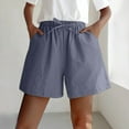 thumbnail image 1 of Rezuofi 2 Pcs Shorts for Women 2025 Trendy Linen Shorts Casual Summer Plus Size Beach Shorts with Pockets Comfy Lounge Shorts Clearance, 1 of 4