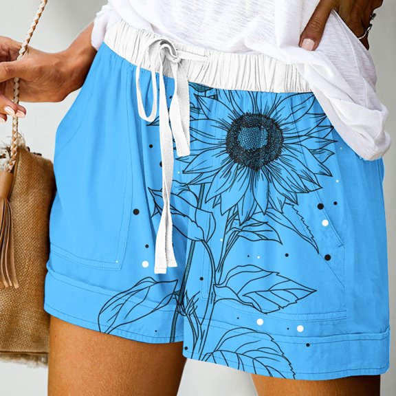 Rezuofi 2 Pcs Shorts for Women Trendy Shorts with Drawstring High Waist Comfy Shorts Casual Lightweight Shorts with Pockets