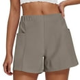 thumbnail image 1 of Rezuofi 2 Pcs Stretch Woven Relaxed Shorts for Women Elastic High Waist Summer Lightweight Casual Shorts with Pockets Clearance, 1 of 7