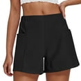 thumbnail image 1 of Rezuofi 2 Pcs Stretch Woven Relaxed Shorts for Women Elastic High Waist Summer Lightweight Casual Shorts with Pockets Clearance, 1 of 7