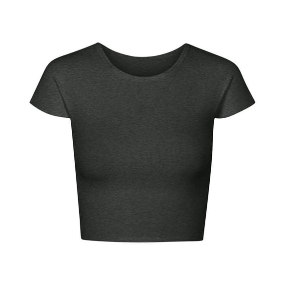 Rezuofi 2 Pcs Women Cap Sleeve Crop Top Round Neck T-Shirt Stretchy Summer Cropped Vest Tops