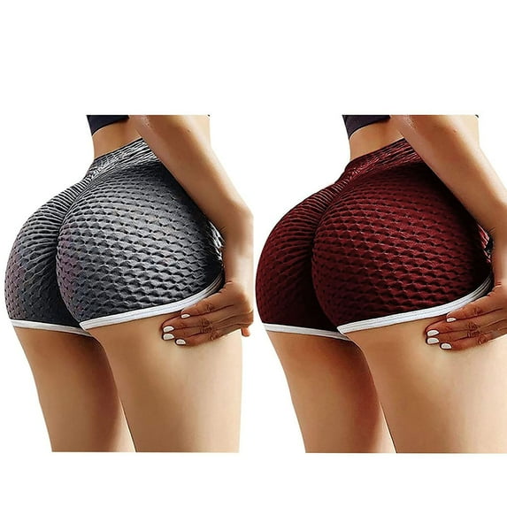 Rezuofi 2 Pcs Women High Wasit Booty Shorts Workout Tights Ruched Butt Lift Yoga Legging Pants 2025