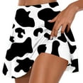 thumbnail image 1 of Rezuofi 2 Pcs Women Skirt Shorts Skort Cow Printed Layered Ruffle Mini Skirts with Shorts High Waisted Tennis Skirts Soft Yoga Shorts, 1 of 5