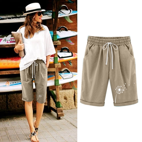 Rezuofi 2 Pcs Women's 7" Bermuda Shorts with Pockets High Waisted Stretch Athletic Long Shorts for Women Workout Casual