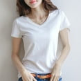 thumbnail image 1 of Rezuofi 2 Pcs Women's Cotton Short Sleeve Shirts Soft Breathable V Neck T-Shirts Basic Tops, 1 of 4