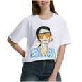 thumbnail image 1 of Rezuofi 2 Pcs Women's Graphic Printed Cartoon Short Sleeve Casual T-Shirt Top, 1 of 3